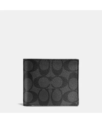 Coach Mens Compact ID in Signature PVC - Dark Grey - One Size