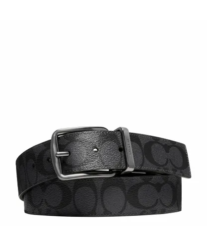 Coach Mens Wide Harness CTS Reversible Belt in Signature - Grey - One