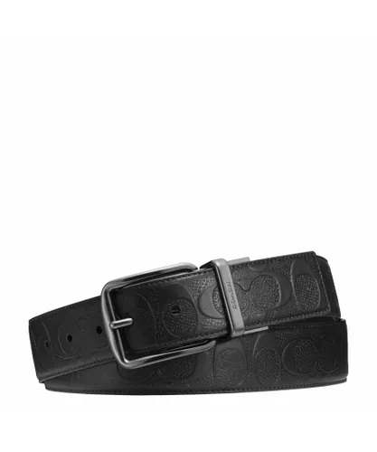 Coach Mens Wide Harness CTS Reversible Belt in Signature Leather - Black - One