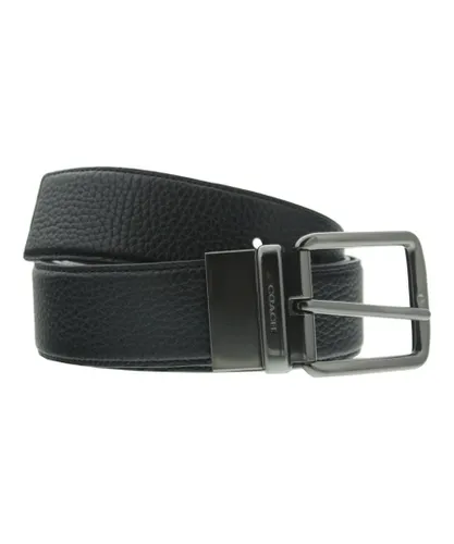 Coach Mens Wide Reversible Black and Mahogany Belt Leather - One