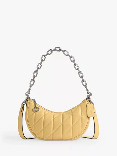 Coach Mira Crescent Quilted Leather Chain Strap Cross Body Bag, Hay - Hay - Female