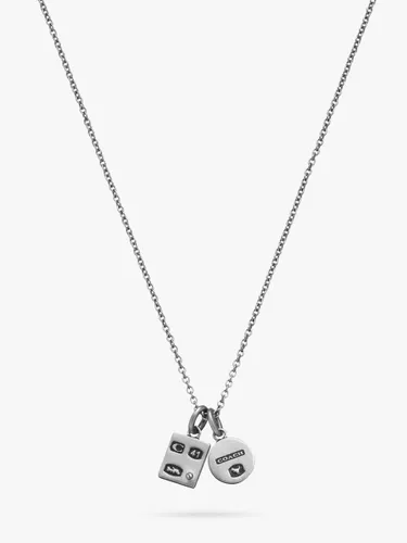 Coach Mixed Motif Double Tag Necklace, Silver - Silver - Male
