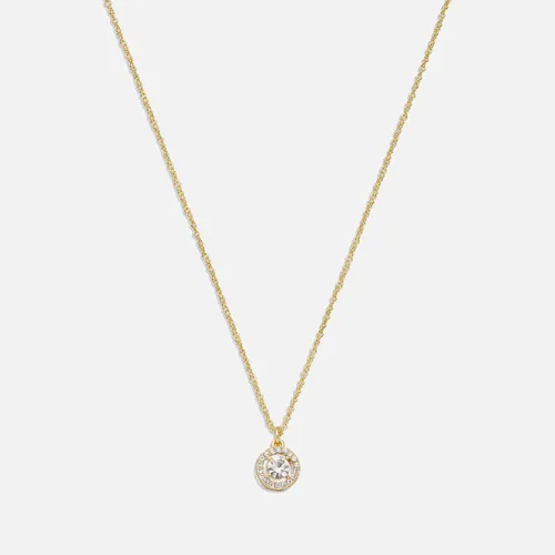 Coach Pave Halo Pendant Gold-Plated Necklace