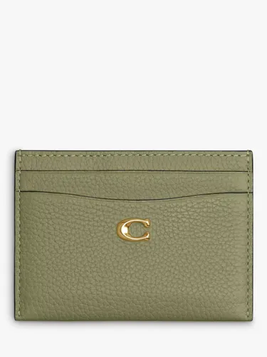 Coach Pebble Leather Card Case, Moss - Moss - Female