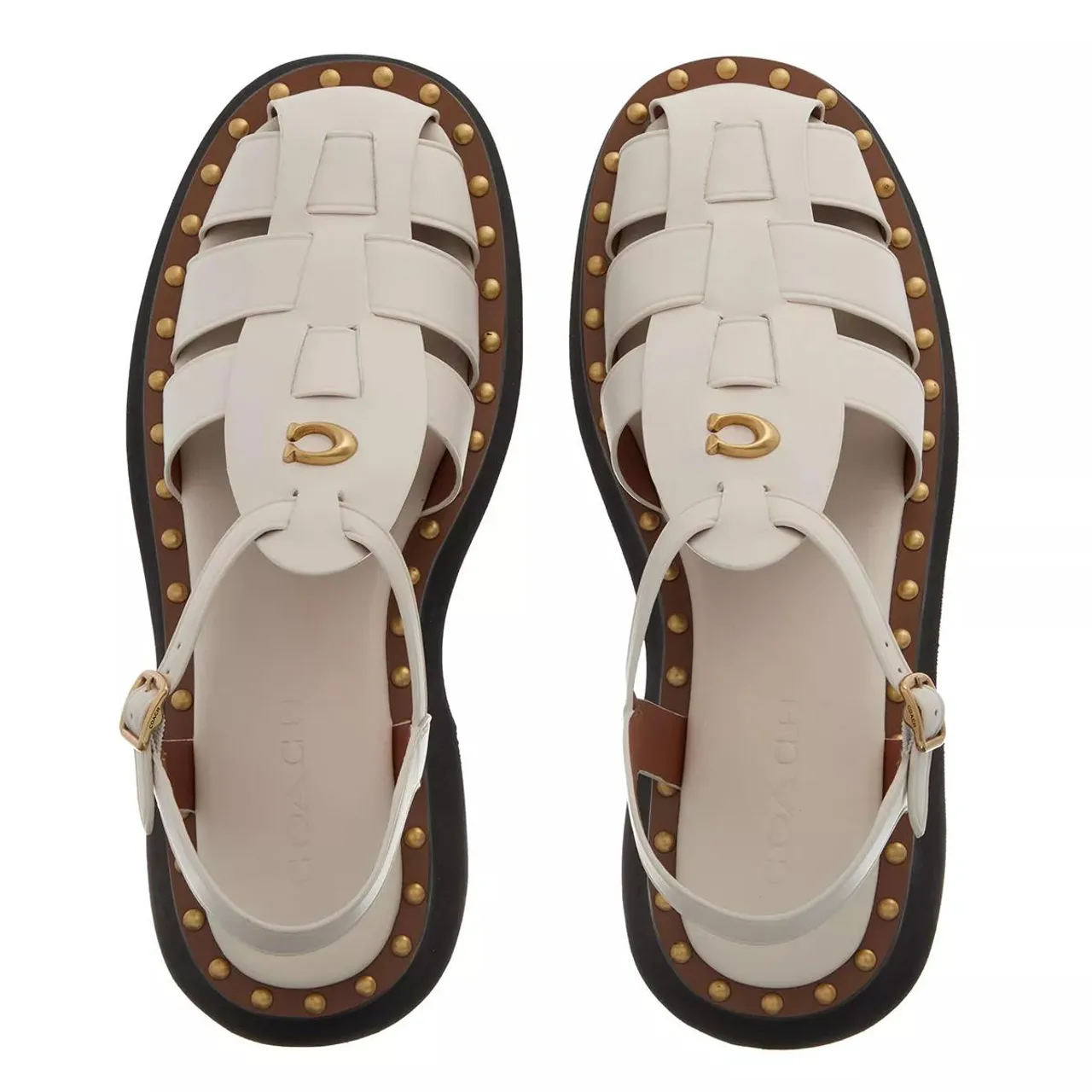 Coach Sandals - Vivienne Leather Sandal - creme - Sandals for ladies