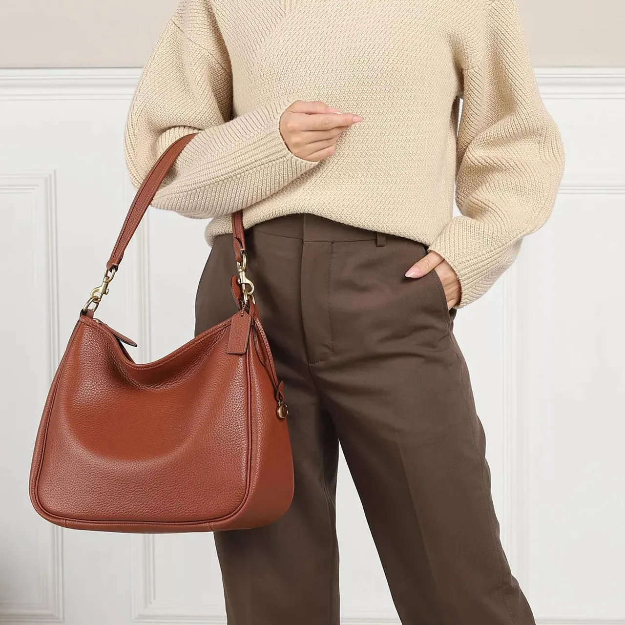 Coach Satchels - Soft Pebble Leather Cary Shoulder Bag - brown - Satchels for ladies