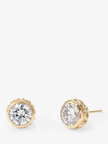 Coach Signature Sculpted C-Motif Crystal Earrings, Gold - Gold - Female