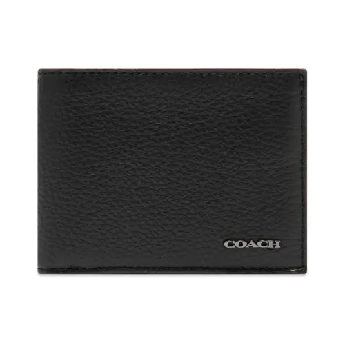 Coach , Stylish Pebble Leather Bifold Wallet ,Black female, Sizes: ONE SIZE