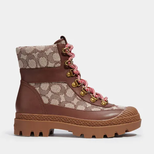Coach Talia Jacquard, Suede and Leather Lace-Up Boots - UK