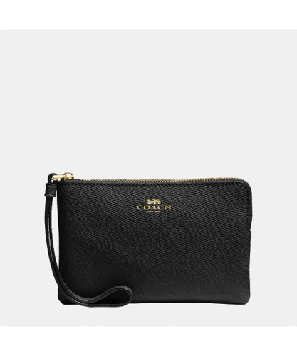Coach Womens Crossgrain Leather Corner Zip Bag - Black - One Size