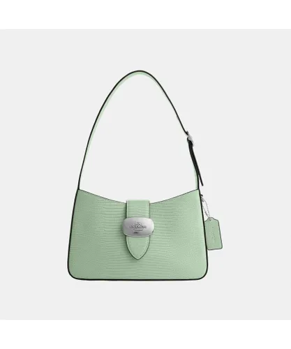 Coach Womens Eliza Shoulder Bag in Lizard-Embossed Leather - Green - One Size