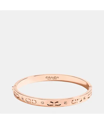 Coach Womens Kissing C Hinged Bangle - Rose Gold - One Size