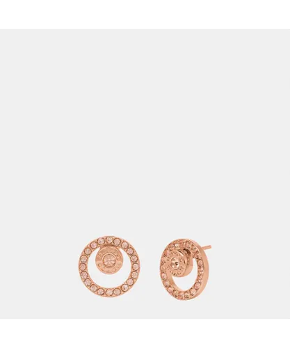 Coach Womens Open Circle Pave Halo Stud Earrings - Rose Gold - One Size