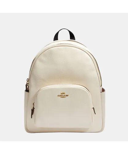 Coach Womens Pebbled Leather Court Backpack Bag - White - One Size