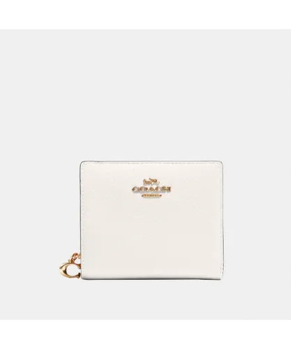 Coach Womens Refined Pebbled Leather Snap Wallet - Beige - One Size