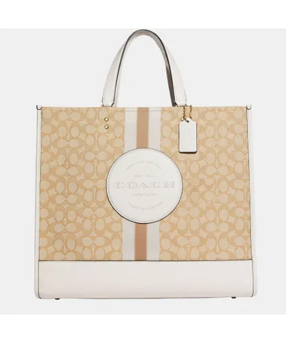 Coach Womens Signature Striped Jacquard with Patch Dempsey Tote 40 Bag - Beige - One Size