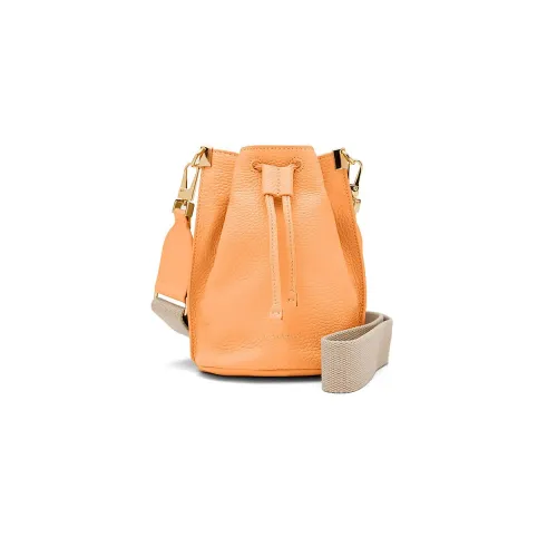 Coccinelle , Apricot Leather Bucket Bag with Drawstring Closure ,Orange female, Sizes: ONE SIZE