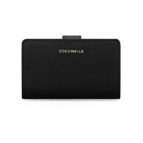 Coccinelle , Black Metallic Wallet with Coccinelle Logo ,Black female, Sizes: ONE SIZE