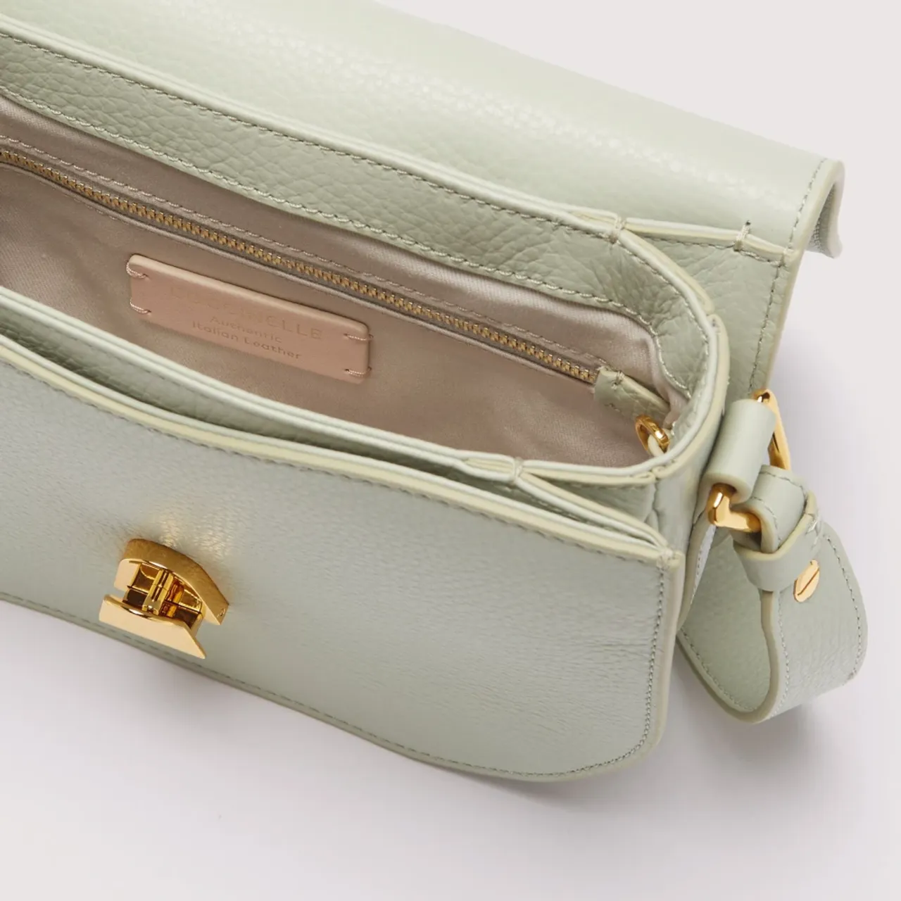 Coccinelle , Grained Leather Handbag in Celadon Green ,Green female, Sizes: ONE SIZE