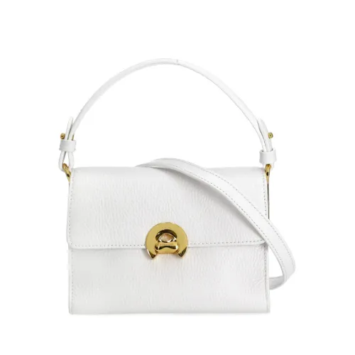 Coccinelle , White Pebbled Leather Handbag with Lock Fastening ,White female, Sizes: ONE SIZE
