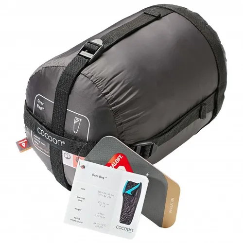 Cocoon - Overbag Ripstop Nylon & Primaloft - Synthetic sleeping bag size 200 x 86 cm / 62 cm, black/grey