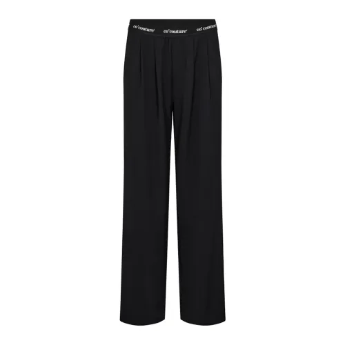 Co'Couture , Black Logo Pants with Wide Legs ,Black female, Sizes: