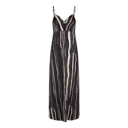 Co'Couture , Black Striped Maxi Dress with Keyhole Detail ,Black female, Sizes: