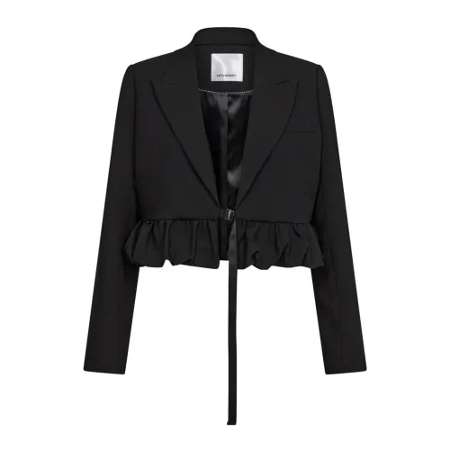 Co'Couture , Feminine Crop Balloon Blazer Black ,Black female, Sizes: