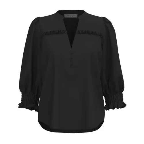Co'Couture , Frill Ss Shirt Blouse Black ,Black female, Sizes: