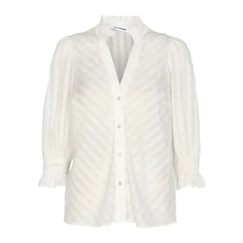 Co'Couture , Glory White Shirt with Ruffle Details ,White female, Sizes: