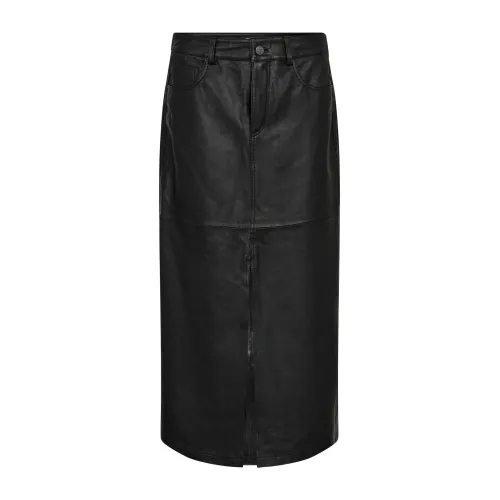 Co'Couture , Leather Slit Skirt - Black ,Black female, Sizes: