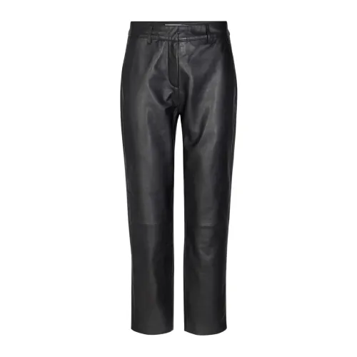 Co'Couture , Phoebe Leather Chino Trousers ,Black female, Sizes: