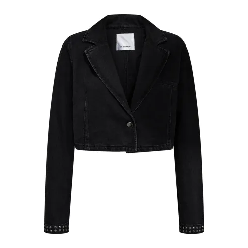 Co'Couture , Stud Crop Blazer Jacket ,Black female, Sizes: