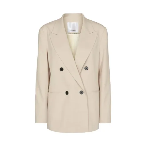 Co'Couture , Stylish Belted Blazer Drops ,Beige female, Sizes: