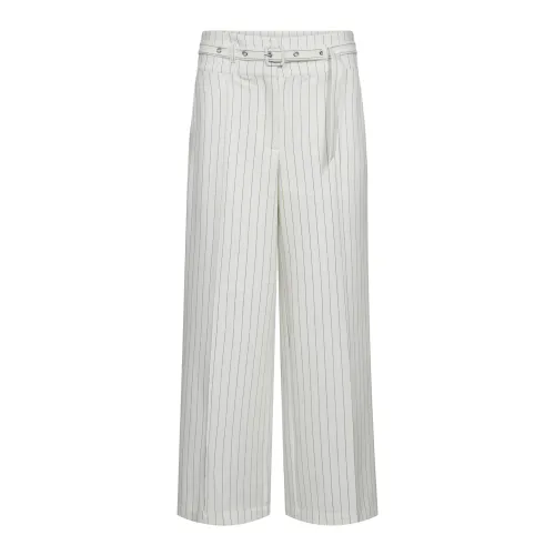 Co'Couture , White Straight-Leg Pants with Belt ,White female, Sizes: