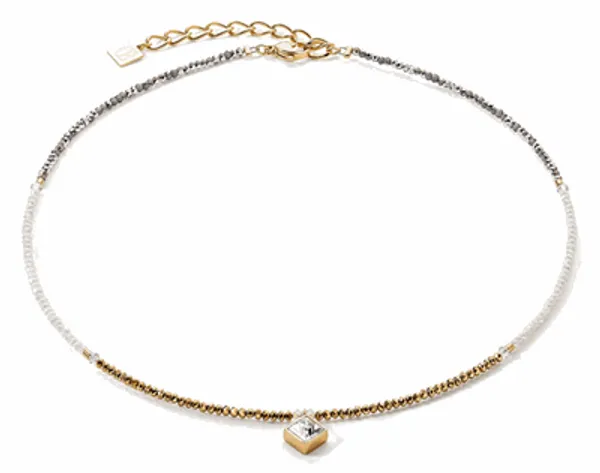Coeur De Lion Brilliant Gold Crystal Monochrome Necklace - Gold