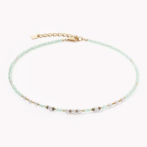 Coeur De Lion Elegance Necklace Gold Crystal Pearl Light Green