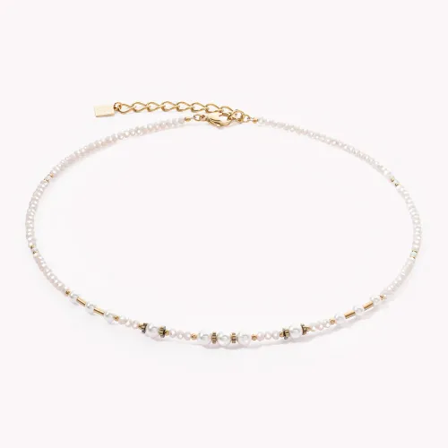 Coeur De Lion Elegance Necklace Gold Crystal Pearl White