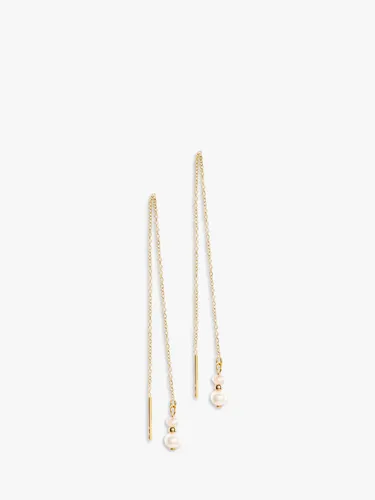 COEUR DE LION Freshwater Pearl Chain Thread Earrings, Gold/White - Gold/White - Female