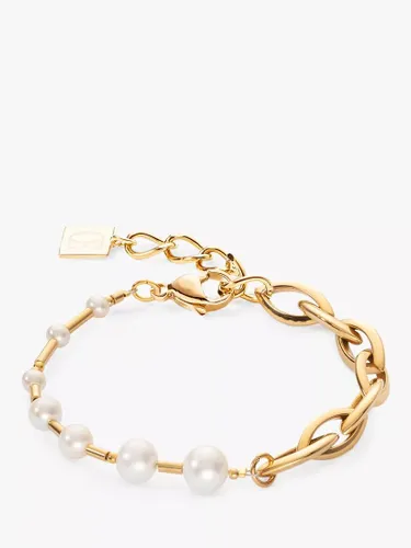 COEUR DE LION Freshwater Pearl Link Chain Bracelet, Gold/White - Gold/White - Female