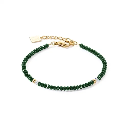 Coeur De Lion Gold Dark Green Beaded Bracelets - Silver