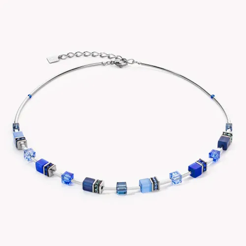Coeur De Lion Graduated GEOCUBE Necklace Blue Crystal