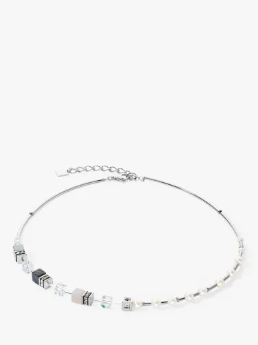 COEUR DE LION Multi Stone and Freshwater Pearl Collar Necklace, Silver/Multi - Silver/Multi - Female