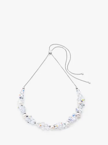 COEUR DE LION Pearl & Crystal Necklace, Silver - Silver - Female