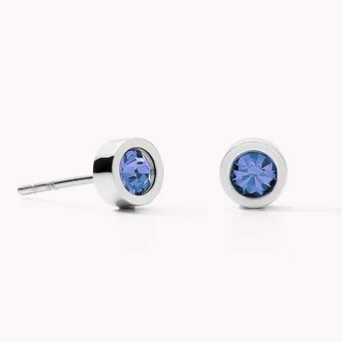 Coeur De Lion Round Blue Crystal Stud Earrings