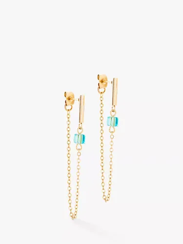 COEUR DE LION Swarovski Crystal Chain Drop Earrings, Gold/Turquoise - Gold/Turquoise - Female