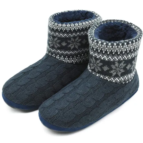 COFACE Slipper Boots Mens Wool Knitted Booties Slippers for