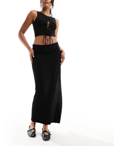COLLUSION low rise slinky maxi skirt in black