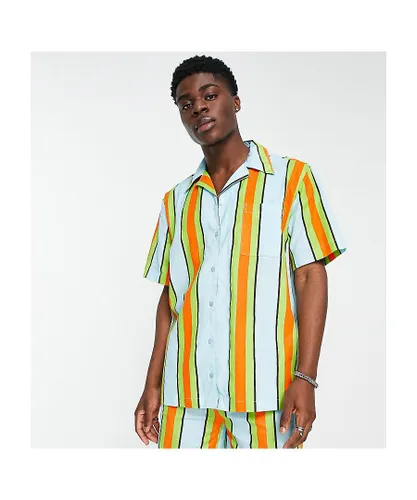 Collusion Mens stripe beach shirt co ord in multi - Multicolour