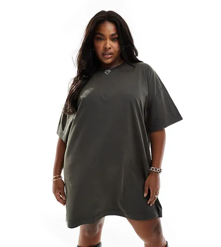 COLLUSION Plus washed mini t-shirt dress in grey